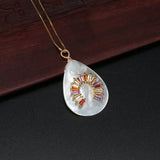 Abalone Shell Horse-shoe Pendant Choker Necklace