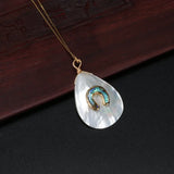 Abalone Shell Horse-shoe Pendant Choker Necklace