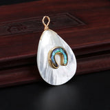 Abalone Shell Horse-shoe Pendant Choker Necklace