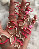 Colorful Enamel CZ Bamboo Hoop Women Earrings Geometric Jewelry