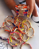 Colorful Enamel CZ Bamboo Hoop Women Earrings Geometric Jewelry