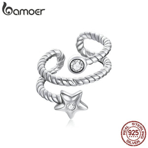 925 Sterling Silver Star Ear Clip Zircon Clip On Earrings Without Piercing