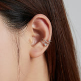 925 Sterling Silver Star Ear Clip Zircon Clip On Earrings Without Piercing