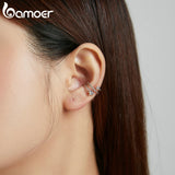 925 Sterling Silver Star Ear Clip Zircon Clip On Earrings Without Piercing