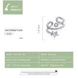 925 Sterling Silver Star Ear Clip Zircon Clip On Earrings Without Piercing