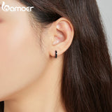 925 Sterling Silver Enamel Hoop Earrings for Women