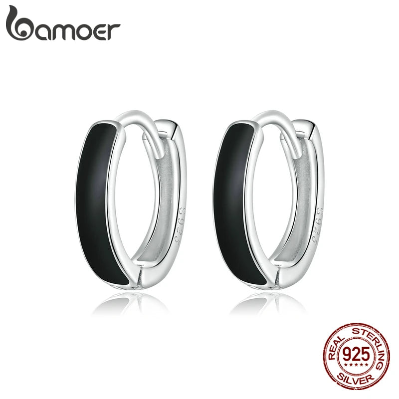 925 Sterling Silver Enamel Hoop Earrings for Women