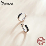 925 Sterling Silver Enamel Hoop Earrings for Women