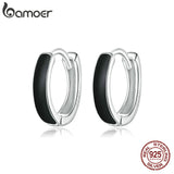 925 Sterling Silver Enamel Hoop Earrings for Women
