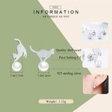 925 Sterling Silver Cat Play Ball Drop Earrings Women Jewelry Gift SCE235
