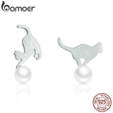 925 Sterling Silver Cat Play Ball Drop Earrings Women Jewelry Gift SCE235
