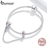 925 Silver Enamel Purple Glass Safety Chain Charm for Bracelet SCC1799