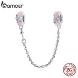 925 Silver Enamel Purple Glass Safety Chain Charm for Bracelet SCC1799