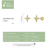 925 Silver Star Stud Earrings, 6mm CZ Plated Earrings for Women