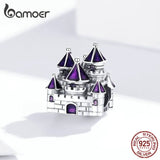 925 Sterling Silver Purple Enamel Castle Fairytale Charm Bracelet BSC122