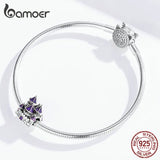 925 Sterling Silver Purple Enamel Castle Fairytale Charm Bracelet BSC122