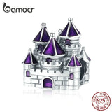 925 Sterling Silver Purple Enamel Castle Fairytale Charm Bracelet BSC122