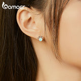 Sterling Silver Opal Pet Paw Stud Earrings Wedding Jewelry