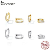 14K Plated 925 Sterling CZ Cuff Huggie Studs