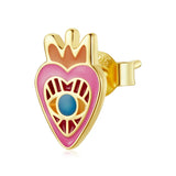 Enamel Rainbow Earring 925 Sterling Silver Love Eye Red Lip Snake Sunflower Pink