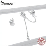 925 Silver Dreamy Moon & Stars Stud Earrings Women Silver Jewelry BSE431