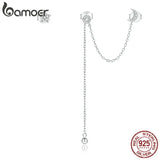 925 Silver Dreamy Moon & Stars Stud Earrings Women Silver Jewelry BSE431