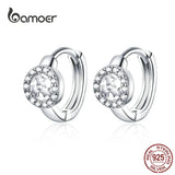 Cat Star Round Hoop Earrings Sterling Silver 925