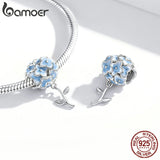 Sterling Silver Hydrangeas Pendant Bracelet Charm BSC392