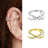 925 Silver CZ Sparkling Huggie Ear Cuff Earrings | Clip On Cartilage