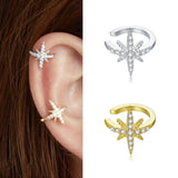 925 Silver CZ Sparkling Huggie Ear Cuff Earrings | Clip On Cartilage
