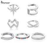 925 Silver CZ Sparkling Huggie Ear Cuff Earrings | Clip On Cartilage