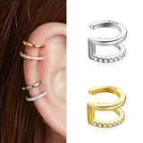 925 Silver CZ Sparkling Huggie Ear Cuff Earrings | Clip On Cartilage