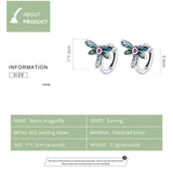 925 Silver Dragonfly Earrings Round Women Wedding Jewelry