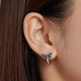 925 Silver Dragonfly Earrings Round Women Wedding Jewelry