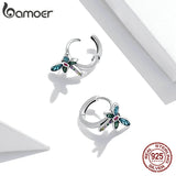925 Silver Dragonfly Earrings Round Women Wedding Jewelry