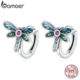 925 Silver Dragonfly Earrings Round Women Wedding Jewelry