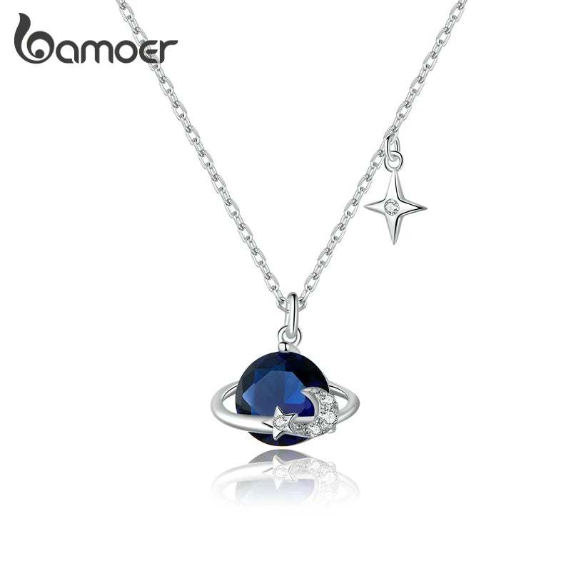 925 Silver Planet Pendant Necklace Stars Engagement Jewelry