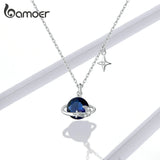 925 Silver Planet Pendant Necklace Stars Engagement Jewelry