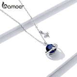 925 Silver Planet Pendant Necklace Stars Engagement Jewelry