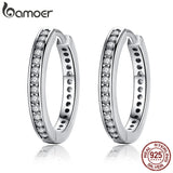 925 Silver CZ Female Hoop Earrings Women Sterling Silver Jewelry
