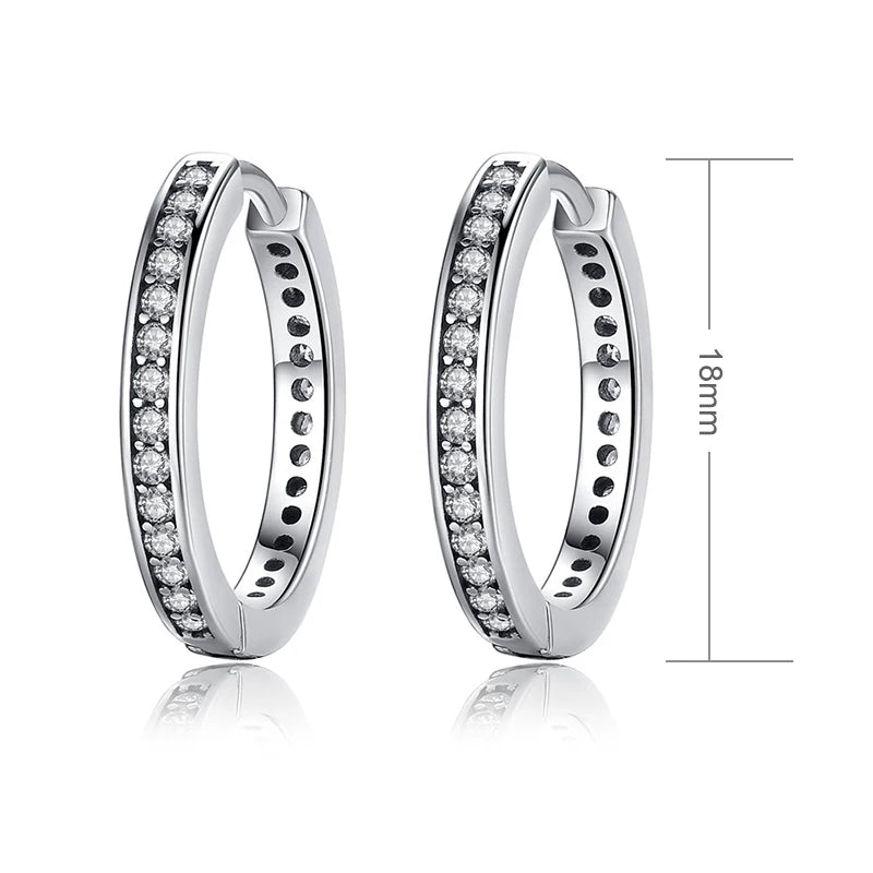 925 Silver CZ Female Hoop Earrings Women Sterling Silver Jewelry