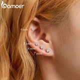 925 Silver CZ Stud Earrings Platinum Plated Round Cubic Zirconia Hypoallergenic