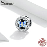 925 Silver Butterfly CZ Charm Beads Bracelet DIY Jewelry SCC1682