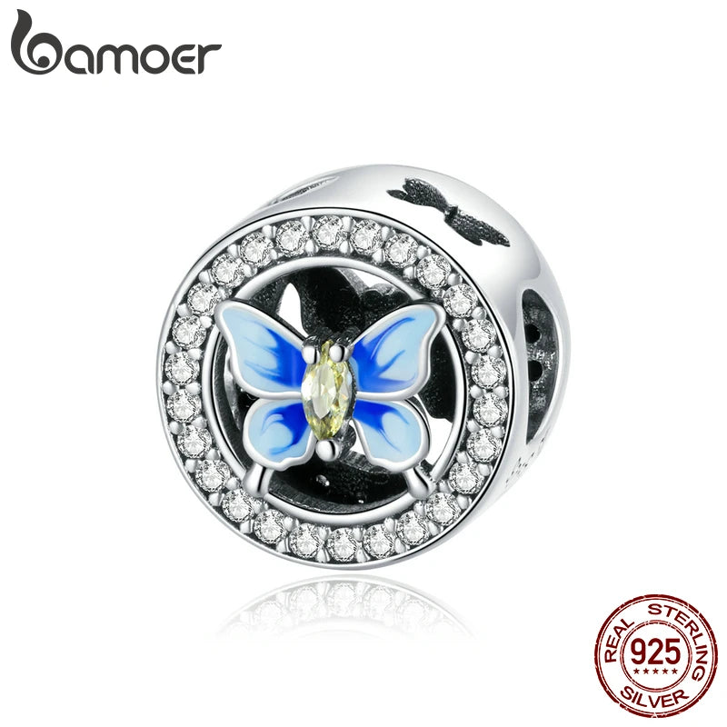 925 Silver Butterfly CZ Charm Beads Bracelet DIY Jewelry SCC1682