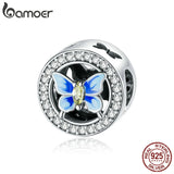 925 Silver Butterfly CZ Charm Beads Bracelet DIY Jewelry SCC1682