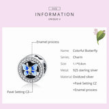 925 Silver Butterfly CZ Charm Beads Bracelet DIY Jewelry SCC1682
