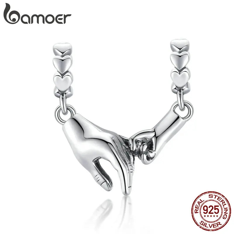 925 Sterling Silver Hand In Hand Charm Beads for Bracelet SCC1700