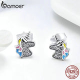 925 Silver Licorne Memory Stud Earrings for Women & Girls