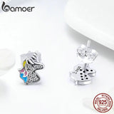 925 Silver Licorne Memory Stud Earrings for Women & Girls