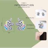 925 Silver Licorne Memory Stud Earrings for Women & Girls